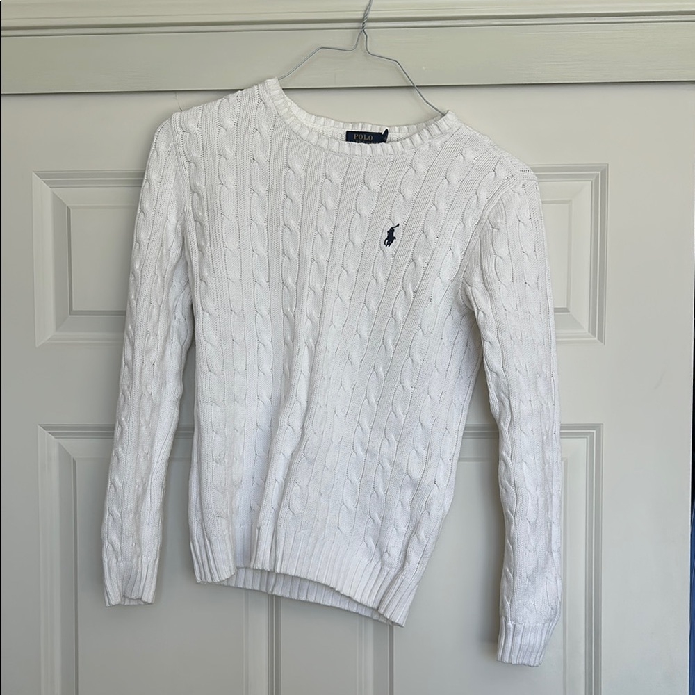 Ralph Lauren White Cable Knit Sweater